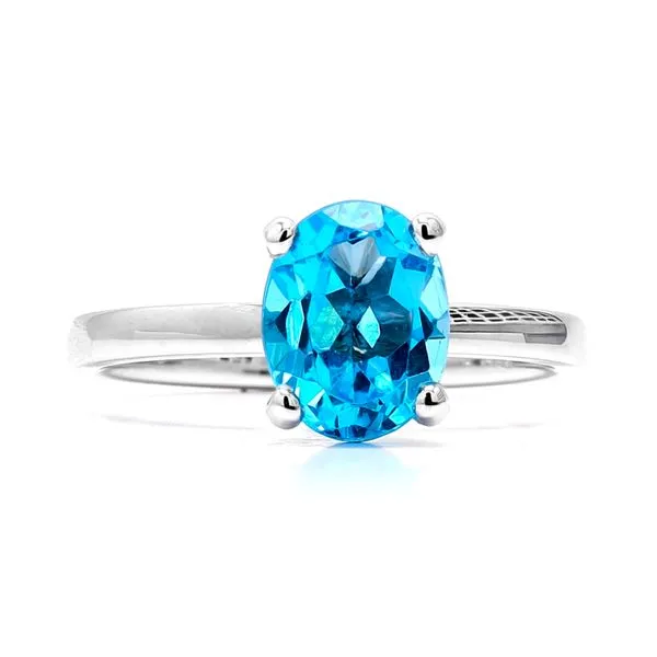 14K White Gold 2.22ctw Blue Topaz 2.0mm Oval Solitaire Ring Raleigh Diamond Fine Jewelry Raleigh, NC