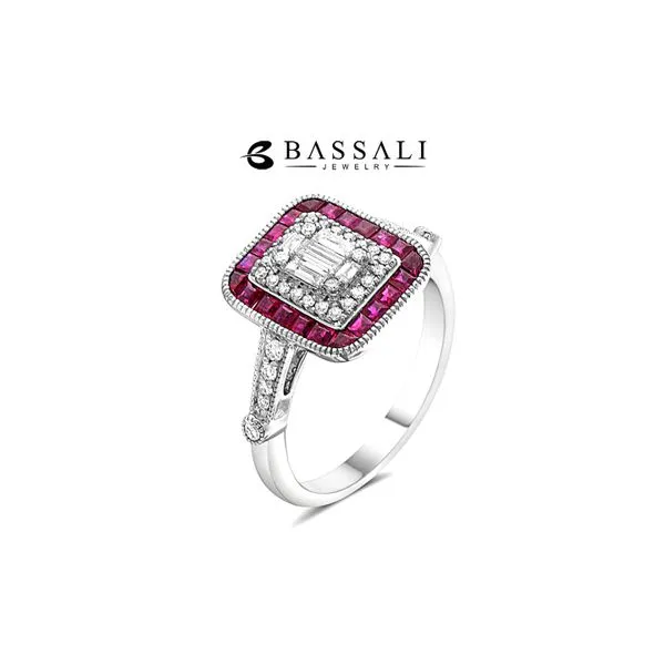 14K White Gold Ruby + Dias Cluster 41DI=.36ctw 22RU=.80ctw Raleigh Diamond Fine Jewelry Raleigh, NC
