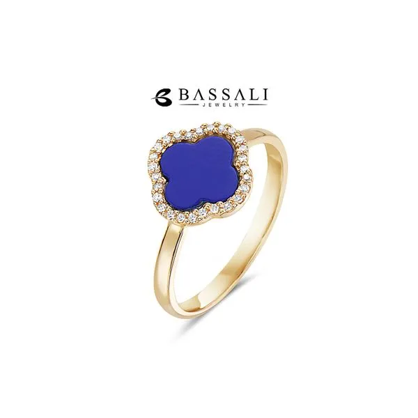 Bassali 14K Yellow Gold Lapis Lazuli + Halo Dias 0.07ctw Raleigh Diamond Fine Jewelry Raleigh, NC