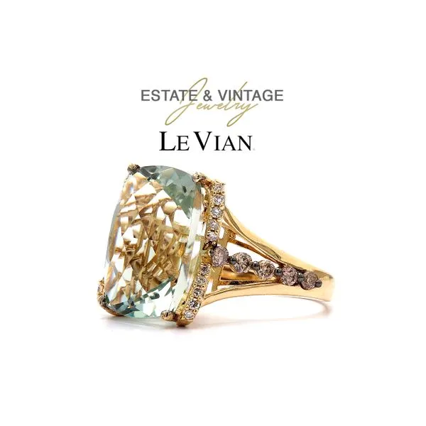 Estate LeVian 14K Yellow Gold 0.08ctw RBC Diamond and 0.38ctw brn diamond & Grn Quartz Image 2 Raleigh Diamond Fine Jewelry Raleigh, NC