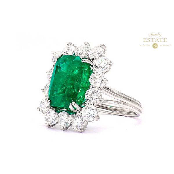 Platinum GIA Colombia Emerald 12.03x8.85 x7.71 6.91ct Diamond est.7.00ctw Ring SIze 5.25 Image 2 Raleigh Diamond Fine Jewelry Raleigh, NC