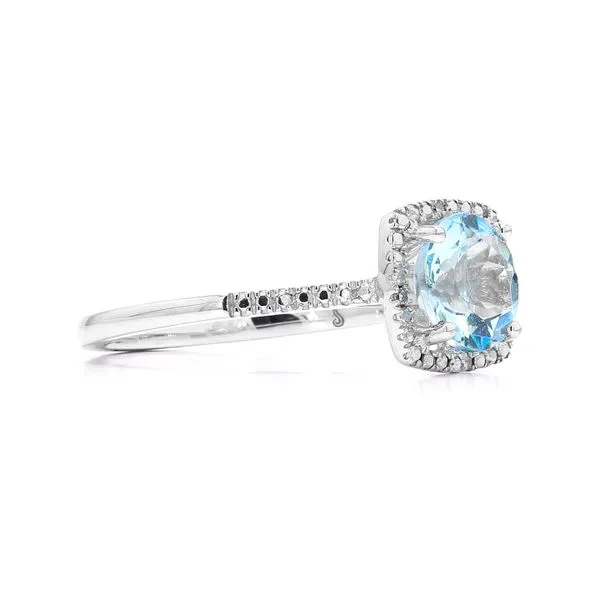 Sterling Silver 0.01ctw Aquamarine March Birthstone Ring with Diamond Accents Image 3 Raleigh Diamond Fine Jewelry Raleigh, NC