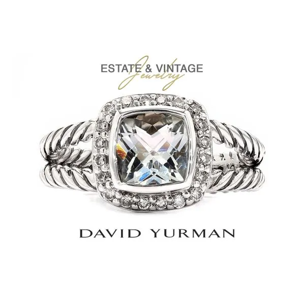 Estate David Yurman Sterling Silver 1.45ctw 7mm Prasiolite 0.16ctw Diamond Albion Fashion Ring Size 6.5 Raleigh Diamond Fine Jewelry Raleigh, NC