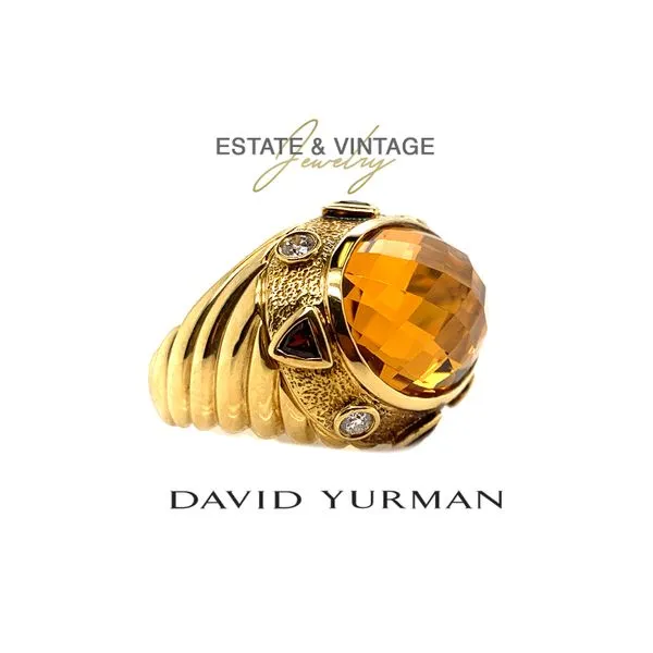 Estate David Yurman 18K Yellow Gold Citrine Colored Stone Fashion Ring Size 6.75 Image 3 Raleigh Diamond Fine Jewelry Raleigh, NC