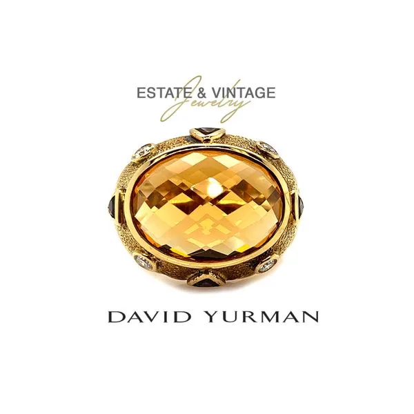 Estate David Yurman 18K Yellow Gold Citrine Colored Stone Fashion Ring Size 6.75 Raleigh Diamond Fine Jewelry Raleigh, NC