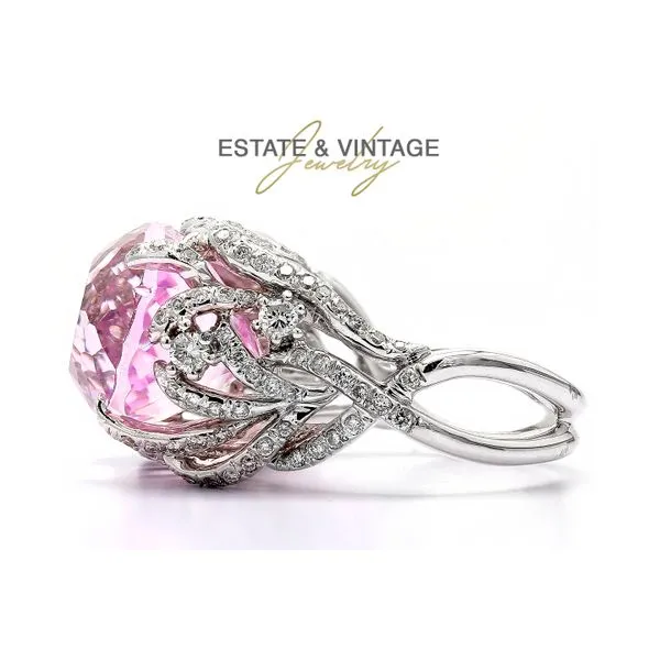 Estate 18K White Gold 0.62ctw RBC Oval Fantasy Cut *** Size As Is *** Image 2 Raleigh Diamond Fine Jewelry Raleigh, NC