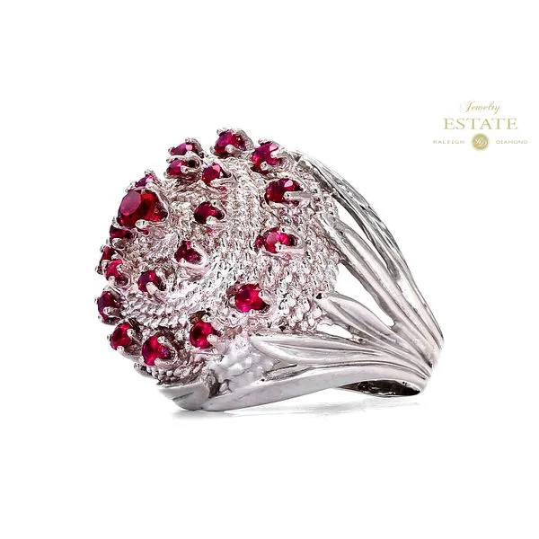 Estate 14K White Gold 0.75ctw Ruby Twisted Rope Dome Ring Image 2 Raleigh Diamond Fine Jewelry Raleigh, NC