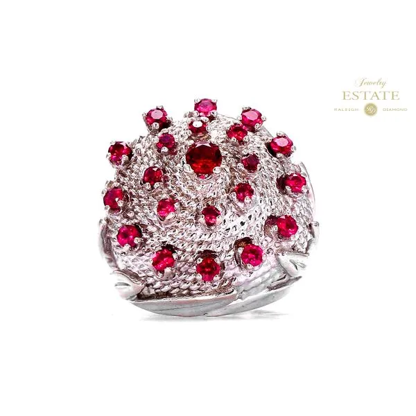 Estate 14K White Gold 0.75ctw Ruby Twisted Rope Dome Ring Raleigh Diamond Fine Jewelry Raleigh, NC