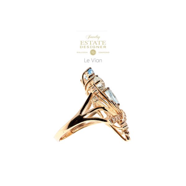 Estate Designer Le Vian 14K Rose Gold 7.0ctw Blue & White Topaz & Green Quartz Ring Sz 9 Image 2 Raleigh Diamond Fine Jewelry Raleigh, NC