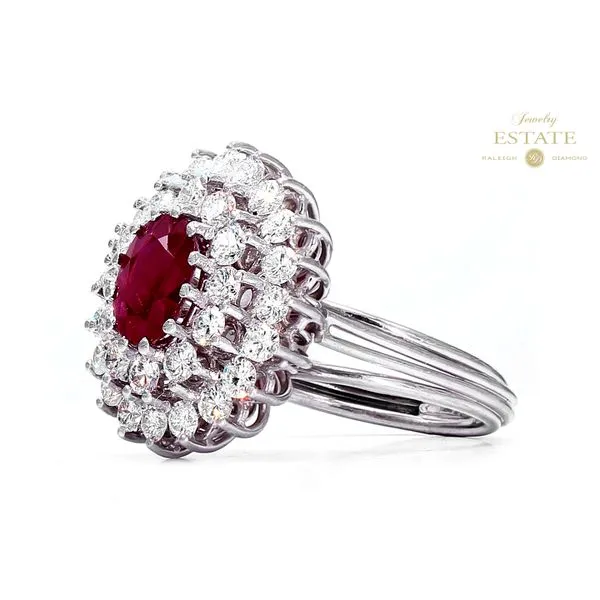 Estate Platinum Diamond-1.22ctw VS1/VS2  F-G Ruby-1.60ctw Diamond & Ruby Ring Size 7 Image 2 Raleigh Diamond Fine Jewelry Raleigh, NC