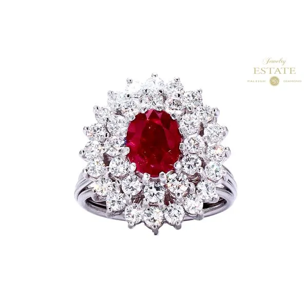 Estate Platinum Diamond-1.22ctw VS1/VS2  F-G Ruby-1.60ctw Diamond & Ruby Ring Size 7 Raleigh Diamond Fine Jewelry Raleigh, NC