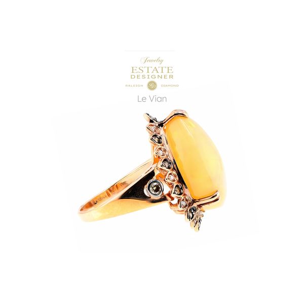 Estate Designer Le Vian 14K Rose Gold 15.04ct Ethiopian Opal Ring ~1/2ctw Diamond Ring Sz 8.75 Image 2 Raleigh Diamond Fine Jewelry Raleigh, NC