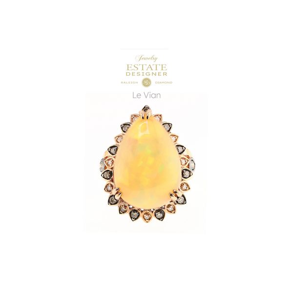 Estate Designer Le Vian 14K Rose Gold 15.04ct Ethiopian Opal Ring ~1/2ctw Diamond Ring Sz 8.75 Raleigh Diamond Fine Jewelry Raleigh, NC