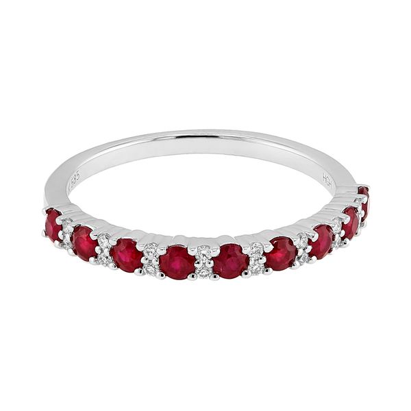 14K White Gold 1/2ctw Ruby 0.8ctw Diamond Fashion Band Sz 6.5 Raleigh Diamond Fine Jewelry Raleigh, NC