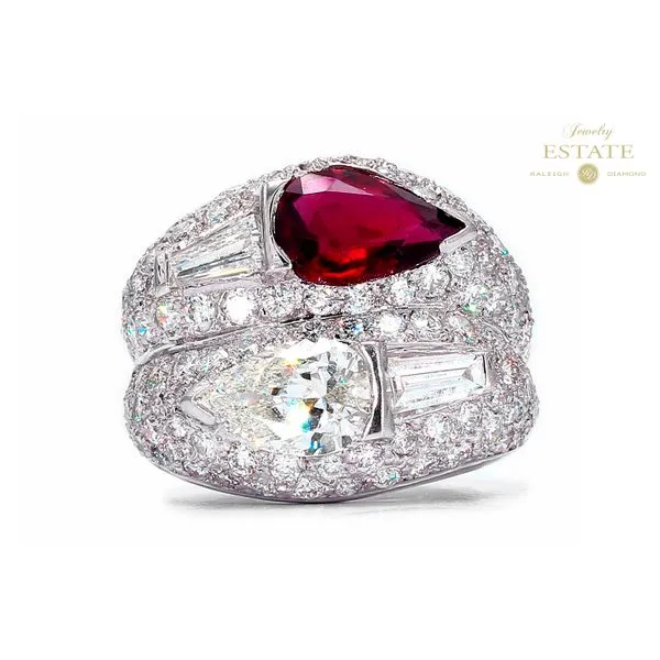18K White Gold 3.88cttw Diamonds and 10.00 x 6.60 x 3.45 Ruby Ladies Fashion Ring Size 7 Raleigh Diamond Fine Jewelry Raleigh, NC