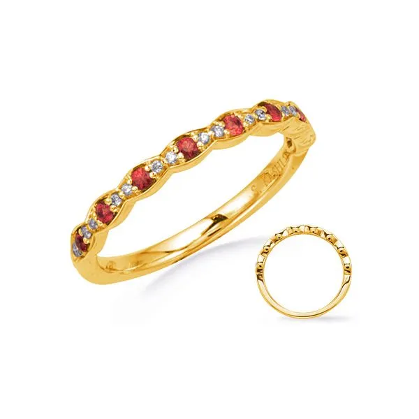 14K Yellow Gold 0.23ctw Diamond G/SI1 & Ruby Fashion Band Size 6.5 Raleigh Diamond Fine Jewelry Raleigh, NC