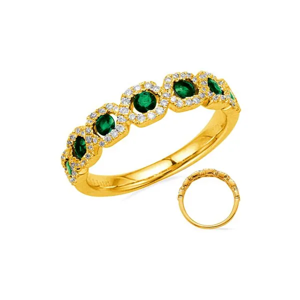 14K Yellow Gold 0.66ctw Emerald 0.40ct and Diamond 0.26 G/SI1 Fashion Band Size 6.5 Raleigh Diamond Fine Jewelry Raleigh, NC