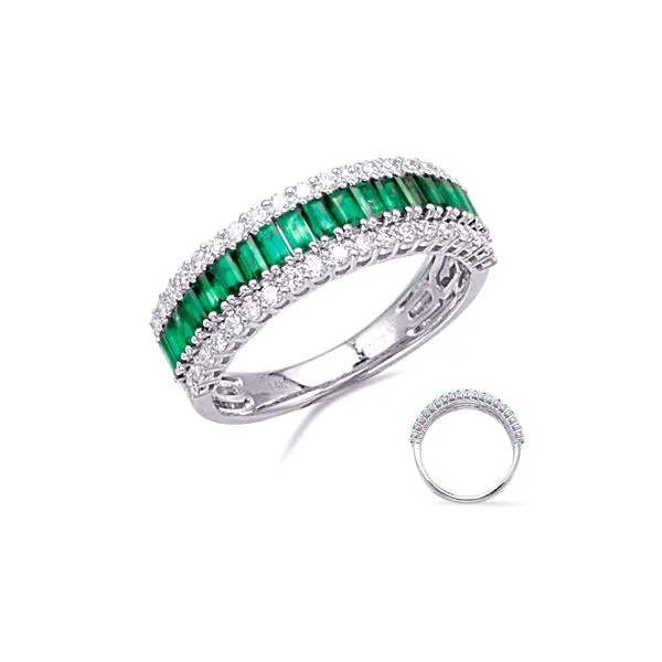 14K White Gold 1.25ctw Emerald 0.80ct and Diamond 0.45 G/SI1 Fashion Band Size 6.5 Raleigh Diamond Fine Jewelry Raleigh, NC