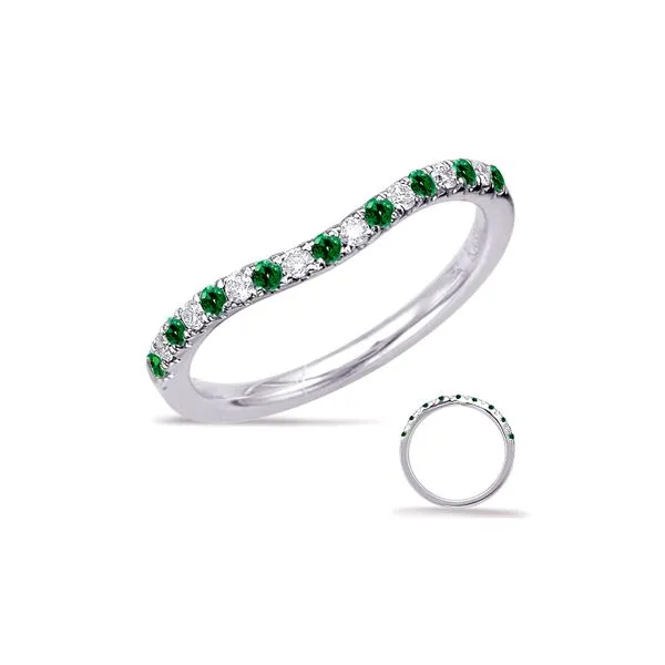 14K White Gold 0.22ctw Emerald 0.11ct and Diamond 0.11 G/SI1 Band Size 6.5 Raleigh Diamond Fine Jewelry Raleigh, NC