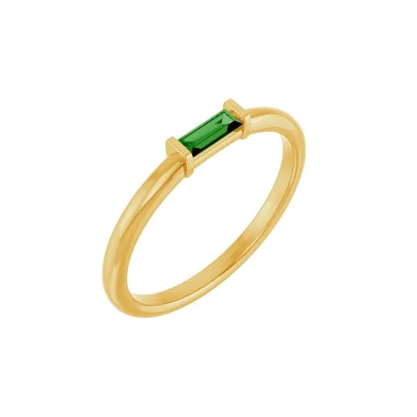 14K Yellow Gold Natural Green Tourmaline Contemporary Stackable Fashion Ring Size 7 Raleigh Diamond Fine Jewelry Raleigh, NC