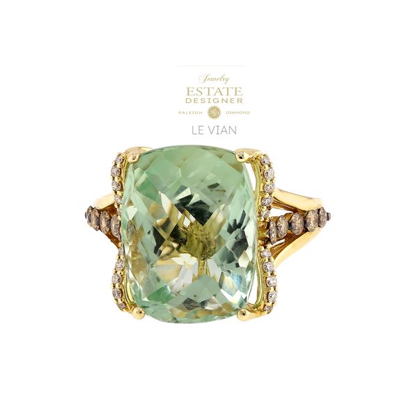 Estate Designer Le Vian 14K Yellow Gold 9.75ct Mint Julep Quartz 1/8ctDia 3/8ct Chocolate Diamond Sz 8.5 Raleigh Diamond Fine Jewelry Raleigh, NC