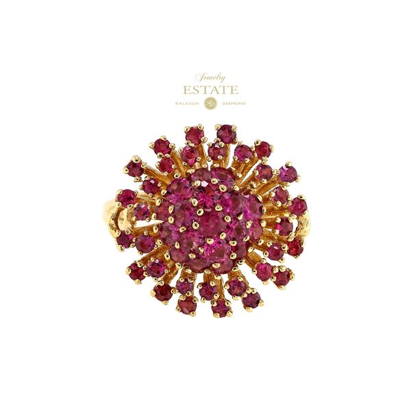 Estate 10K Yellow Gold 2.00ctw Ruby Floral Fashion Ring Sz 7.25 Raleigh Diamond Fine Jewelry Raleigh, NC