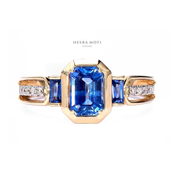 Heera Moti 14K White & Yellow Gold 1.17ctw Sapphire + Diamond Fashion Ring Size 7 Raleigh Diamond Fine Jewelry Raleigh, NC