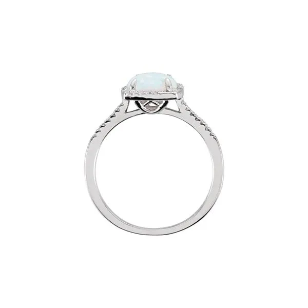 Sterling Silver 0.01ctw I3/H-J Created White Opal and Diamond Accents Ring Size 7 Image 2 Raleigh Diamond Fine Jewelry Raleigh, NC