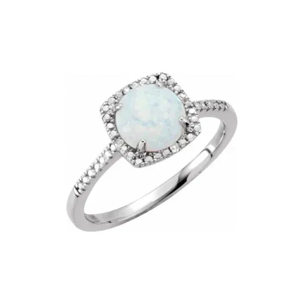 Sterling Silver 0.01ctw I3/H-J Created White Opal and Diamond Accents Ring Size 7 Raleigh Diamond Fine Jewelry Raleigh, NC