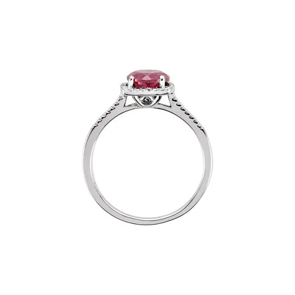 Sterling Silver 0.01ctw Natural Diamond 7.0mm Large Ruby Lady's Fashion Ring Size 7 Image 2 Raleigh Diamond Fine Jewelry Raleigh, NC