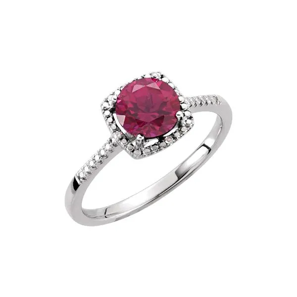 Sterling Silver 0.01ctw Natural Diamond 7.0mm Large Ruby Lady's Fashion Ring Size 7 Raleigh Diamond Fine Jewelry Raleigh, NC