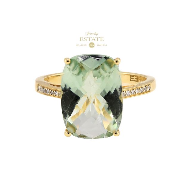 Estate EFFY 14K Yellow Gold 0.06ctw Diamond Green Amethyst Prasiolite Ring Sz 7 Raleigh Diamond Fine Jewelry Raleigh, NC