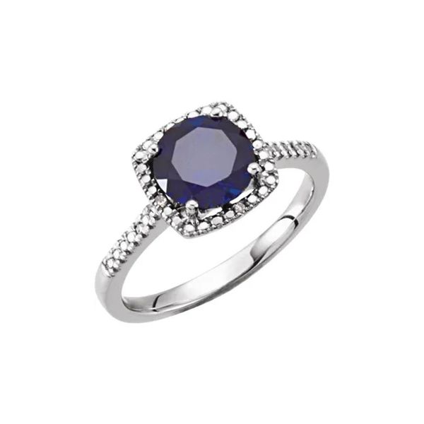 Sterling Silver 0.01ctw Diamond Accent Lab Blue Sapphire September Birthstone Ring Sz 7 Raleigh Diamond Fine Jewelry Raleigh, NC