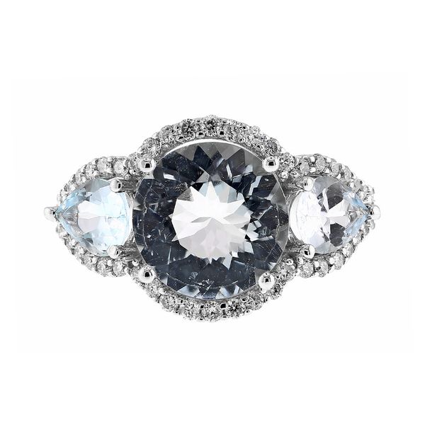14K White Gold 4.82ctw Diamonds and Aquamarine Fashion Ring Sz 6.75 Raleigh Diamond Fine Jewelry Raleigh, NC