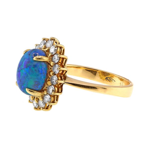 18K Yellow Gold 2.65ctw Opal 0.60ctw G-VS Diamond Fashion Ring Sz 7 Image 2 Raleigh Diamond Fine Jewelry Raleigh, NC