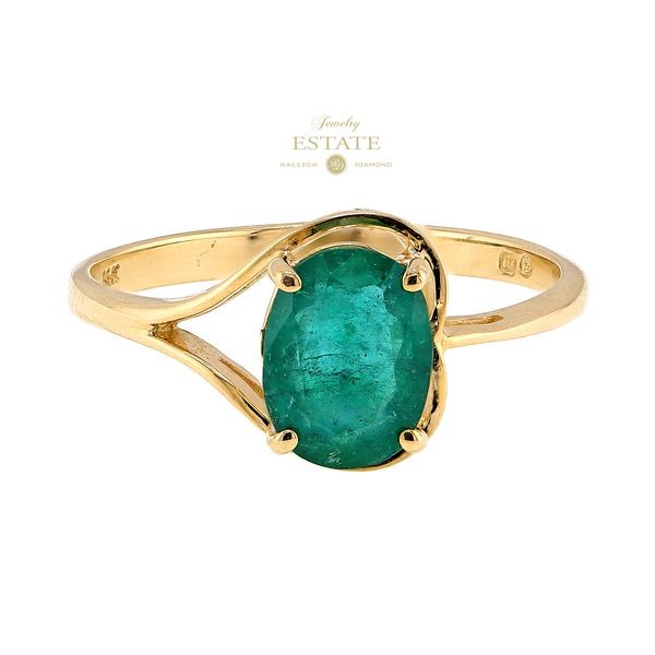 Estate 14K Yellow Gold 0.95ctw Oval Emerald Ring Raleigh Diamond Fine Jewelry Raleigh, NC