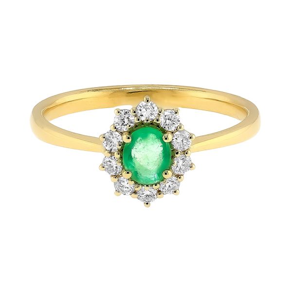 14K Yellow Gold 0.25ctw Diamond 0.35ctw OCT Emerald Fashion Ring Sz 6.75 Raleigh Diamond Fine Jewelry Raleigh, NC
