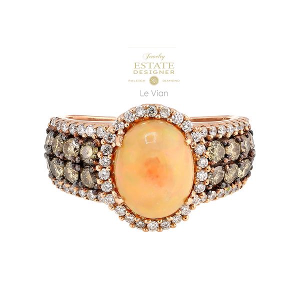 Estate Designer Le Vian 14K Rose Gold Neapolitan ~1.20ctw Opal ~1.85ctw Dias Ring Sz 6.5 Raleigh Diamond Fine Jewelry Raleigh, NC