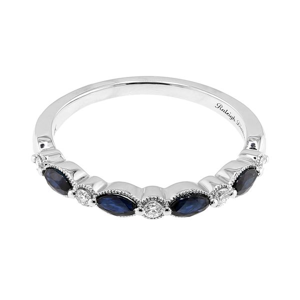 14K White Gold 0.60ctw Sapphire Diamond Ladies Wedding Band Sz 7 Raleigh Diamond Fine Jewelry Raleigh, NC