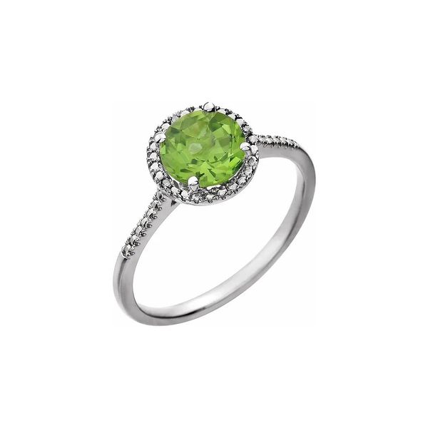 Sterling Silver 0.01ctw Diamond Round Peridot August Birthstone Fashion Ring Sz 7 Raleigh Diamond Fine Jewelry Raleigh, NC