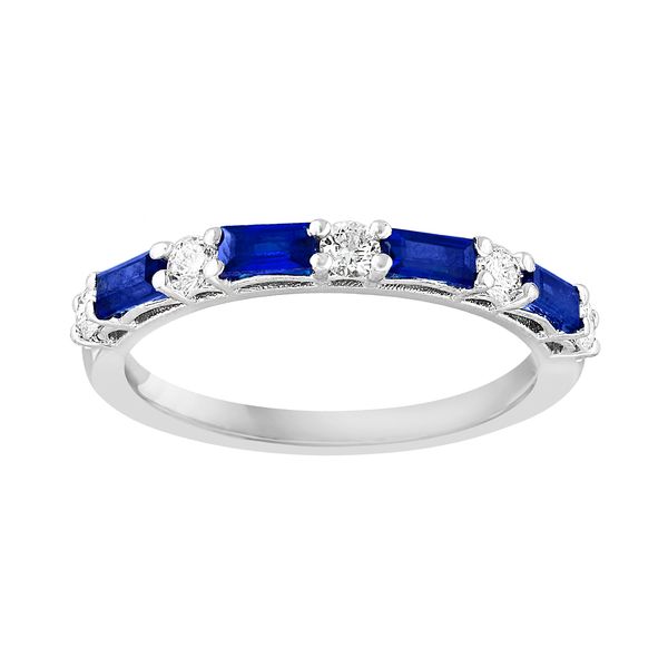 14K White Gold 0.28ctw 5-Diamond 0.56ctw 4-Sapphire Fashion Ring Sz 6.5 Raleigh Diamond Fine Jewelry Raleigh, NC