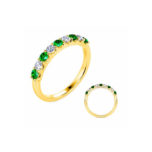14K\ Yellow Gold 0.43 ctw G/SI1 Emerald & Diamond 9-Stone Ring Sz 6.5 Raleigh Diamond Fine Jewelry Raleigh, NC