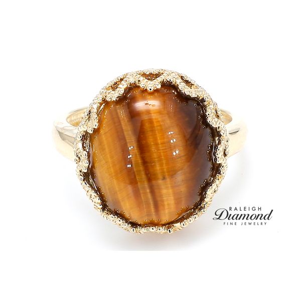 Estate 14K Yellow Gold Tiger's Eye Ring Size 7.0 Raleigh Diamond Fine Jewelry Raleigh, NC