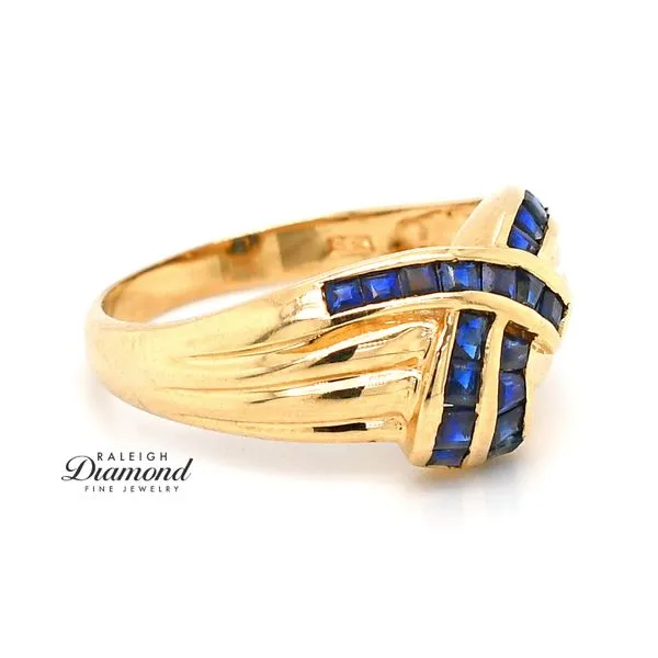 Estate 14K Yellow Gold Sapphire Ring Size 7.75 Image 3 Raleigh Diamond Fine Jewelry Raleigh, NC