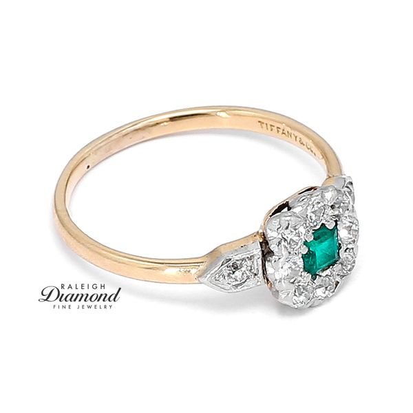 18k Yellow Gold Ring with Green Emerald & Diamonds Accents Image 2 Raleigh Diamond Fine Jewelry Raleigh, NC