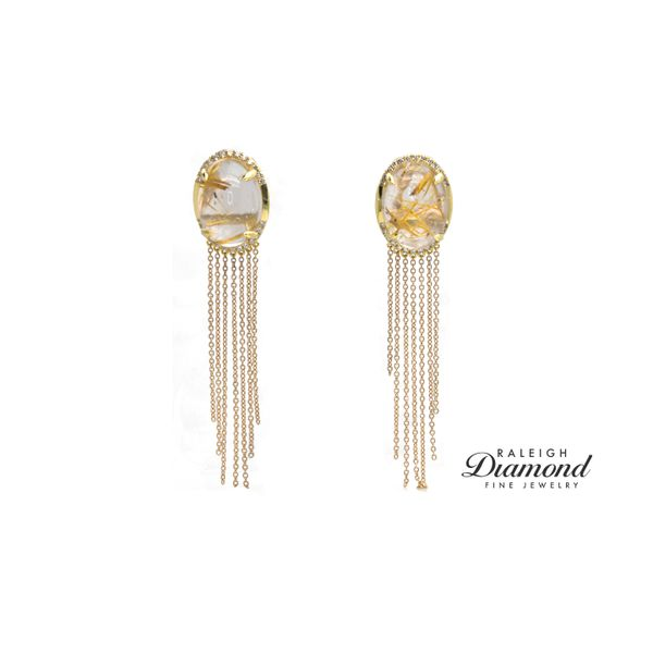 14K Yellow Gold Diamond Quartz Earrings Raleigh Diamond Fine Jewelry Raleigh, NC