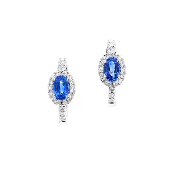 14K White Gold 1.44ctw Sapphire & Diamond Halo Earrings Raleigh Diamond Fine Jewelry Raleigh, NC