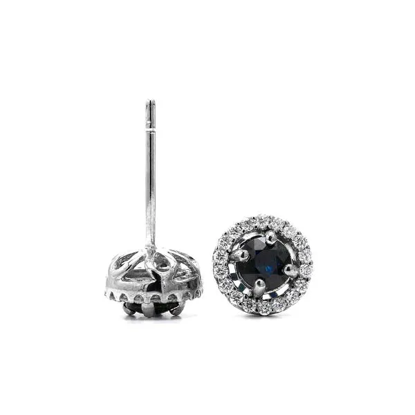 14K White Gold 1.05ctw Midnight Sapphires and Diamonds Signature Earrings Raleigh Diamond Fine Jewelry Raleigh, NC