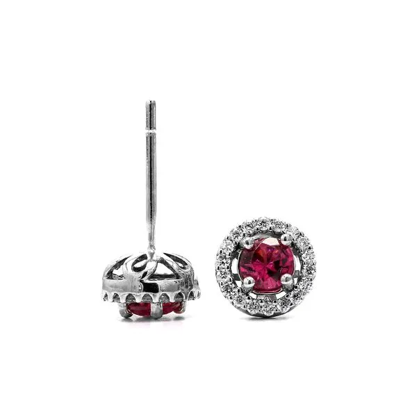 14K White God 0.77ctw Pink Tourmalines and Diamonds Halo Stud Earrings Raleigh Diamond Fine Jewelry Raleigh, NC