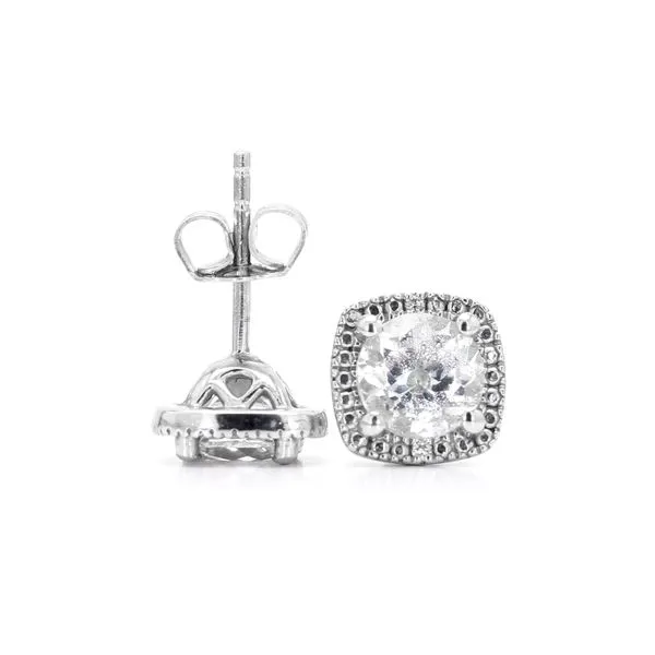 Sterling Silver 0.015ctw Diamonds Lab White Sapphire April Birthstone Earrings Image 2 Raleigh Diamond Fine Jewelry Raleigh, NC
